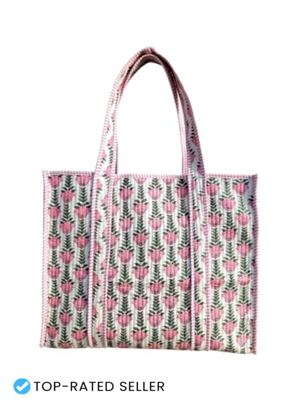 Cotton Quilted Tote Bag Handmade Shopping Grocery